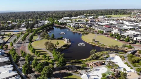 Aerial View of Suburb Park Stock Footage 138586997