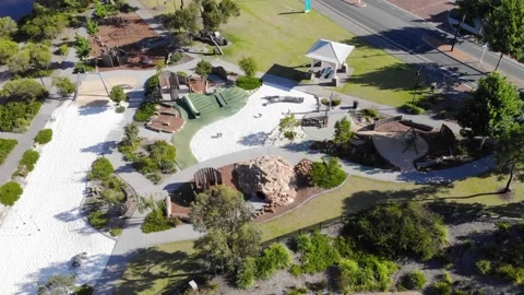 Aerial View of Suburb Park Stock Footage 138799294