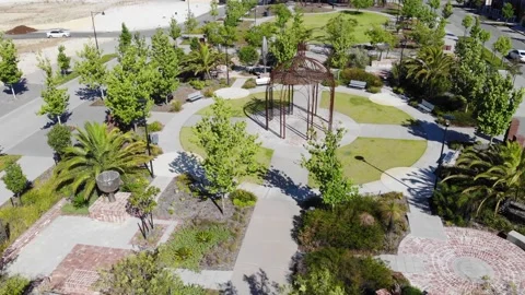 Aerial View of Suburb Park Stock-Footage 138877013