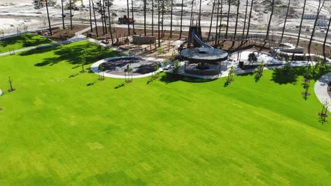 Aerial View of Suburb Park Stock Footage 139515329