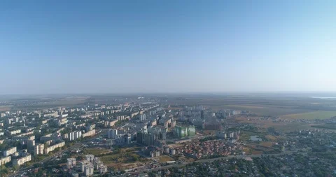 Aerial view suburban dormitory district of Odessa city named Poselok Kotovskogo Stock Footage 101453658