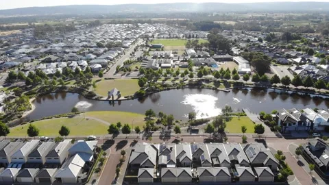 Aerial View of Suburbia Stock Footage 138862706