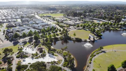 Aerial View of Suburbia Stock Footage 138862807