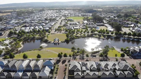 Aerial View of Suburbia Stock Footage 138863184