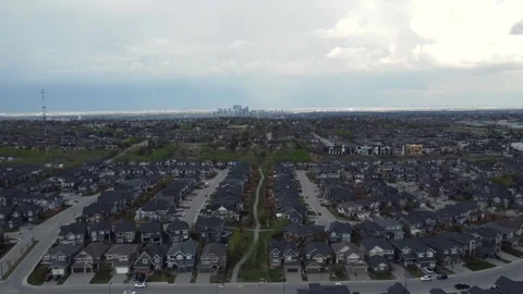 Aerial view of suburbs on a spring day Stock Footage 240965433
