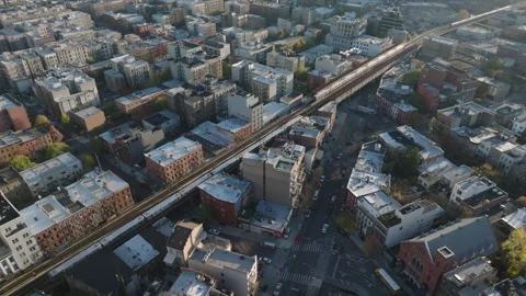 Aerial view of the subway in Brooklyn Stock Footage 294264607