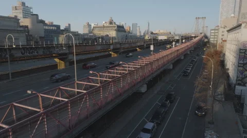 Aerial view of the subway in Brooklyn Video stock 296768393