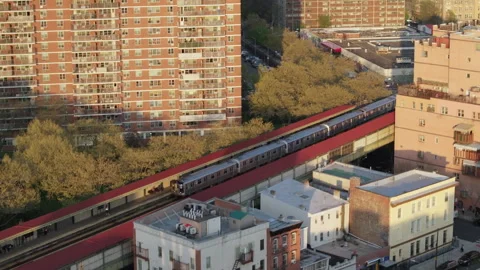 Aerial view of the subway in Brooklyn Video stock 307828390