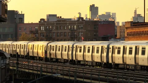 Aerial view of the subway in Brooklyn Stock Footage 307828863