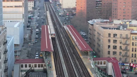Aerial view of the subway in Harlem Vídeo Stock 296774190