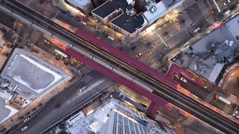 Aerial view of the subway at night Video stock 296774747