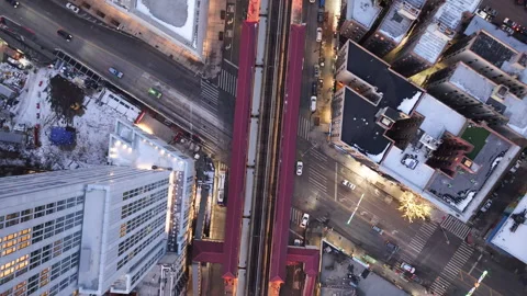 Aerial view of the subway at night Video stock 296774959