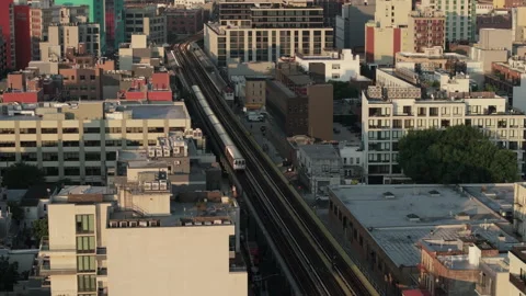 Aerial view of the subway in Queens Video stock 312485779