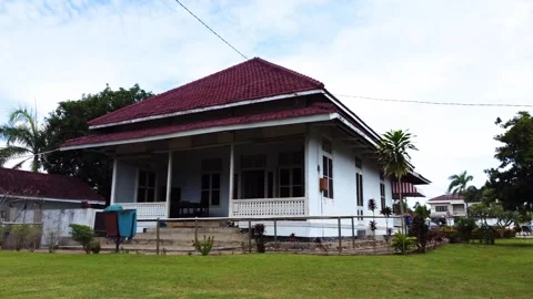 Aerial view of Sukarno's exile house in Bengkulu Stock Footage 289406053