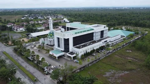 Aerial view of the Sultan Agung Islamic Hospital building in Banjarmasin Stock Footage 328713649