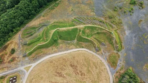 Aerial View of Sultan the Pit Pony Sculpture, Wales 스톡 동영상 322072754