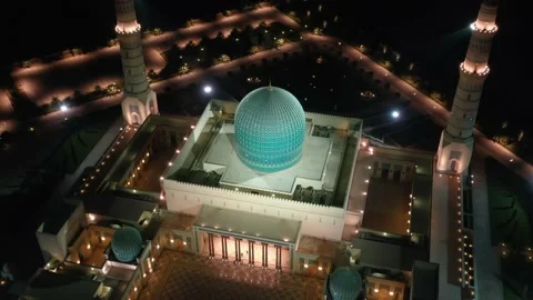 Aerial view of Sultan Qaboos Mosque in Sahar, Oman Stock Footage 149148554