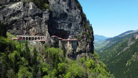 Aerial view of Sumela Monastery Stock Footage 252079613