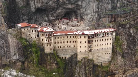 Aerial view of Sumela Monastery Stock Footage 309133478