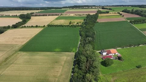 Aerial view of summer fields in patchwork patterns, Germany. Stock Footage 284854919
