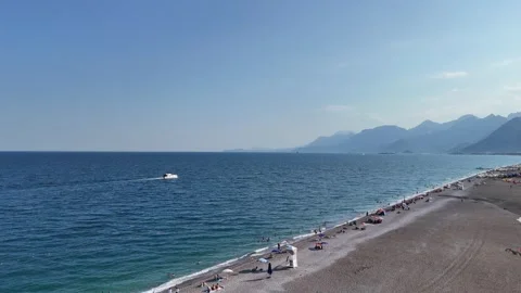 Aerial view of summer town by the beach, Konyaalti, Antalya, Türkiye Stock Footage 342590278