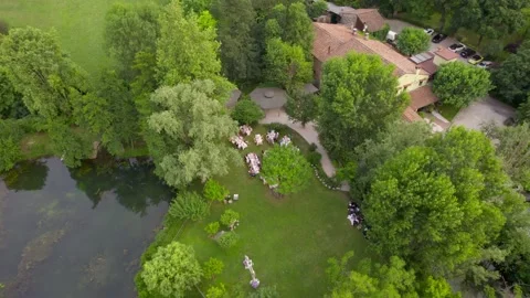 Aerial view of a summer wedding. Stock Footage 228689168