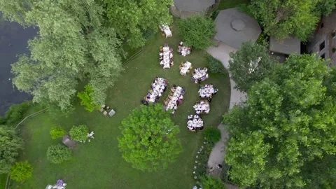 Aerial view of a summer wedding. Stock Footage 228689194