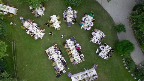 Aerial view of a summer wedding. Stock Footage 228689223