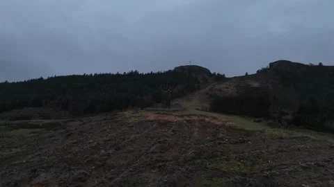 Aerial View of Summit Cross at Devil's Bit, County Tipperary, Ireland 動画素材 332436604