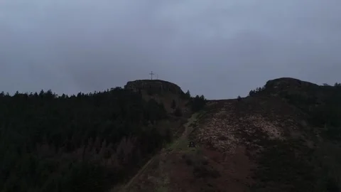 Aerial View of Summit Cross at Devil's Bit, County Tipperary, Ireland Video stock 332436654