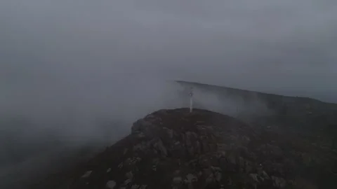 Aerial View of Summit Cross at Devil's Bit in Mist, County Tipperary, Ireland 스톡 동영상 332437097