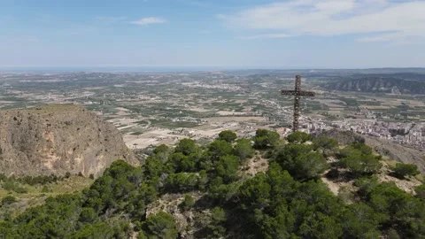 Aerial view from the summit cross of Mount Muela near Orihuela. Stock Footage 132553138