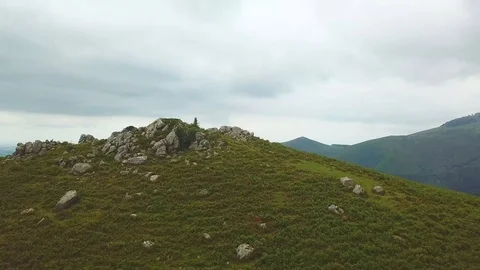 Aerial view of the summit of a mountain in the Pyrenees Stock Footage 93953950