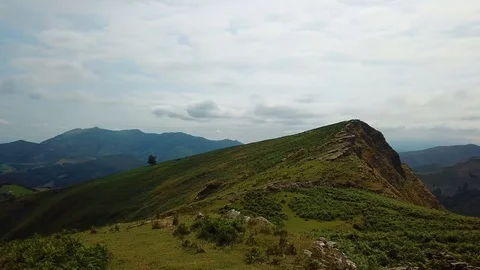 Aerial view of the summit of a mountain in the Pyrenees Stock Footage 93954293