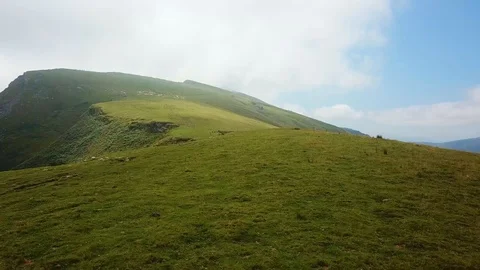 Aerial view of the summit of a mountain in the Pyrenees Stock Footage 93959207