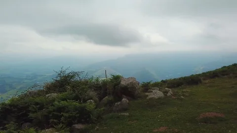 Aerial view of the summit of a mountain in the Pyrenees Stock Footage 93959686