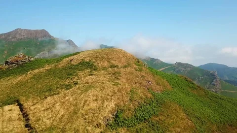 Aerial view of the summit of a mountain in the Pyrenees Stock Footage 93975905
