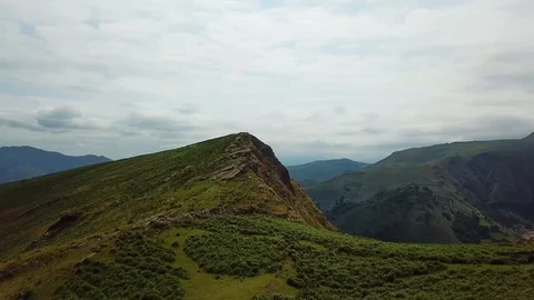 Aerial view of the summit of a mountain in the Pyrenees Stock Footage 93975940