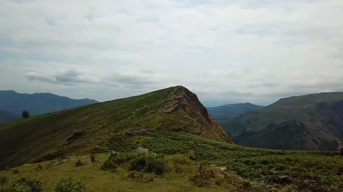 Aerial view of the summit of a mountain in the Pyrenees Stock Footage 93976046