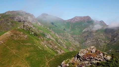 Aerial view of the summit of a mountain in the Pyrenees Stock Footage 93976380