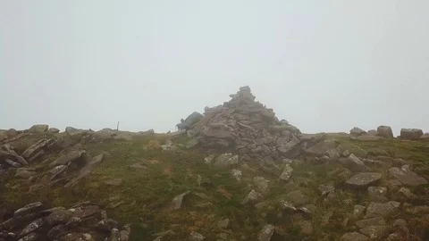 Aerial view of the summit of a mountain in the Pyrenees Stock Footage 93976804