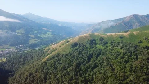 Aerial view of the summit of a mountain in the Pyrenees Stock Footage 93976948