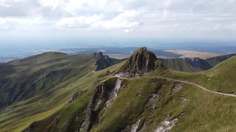 Aerial view from the summit of Puy de Sancy, Auvergne, France Stock Footage 330658637