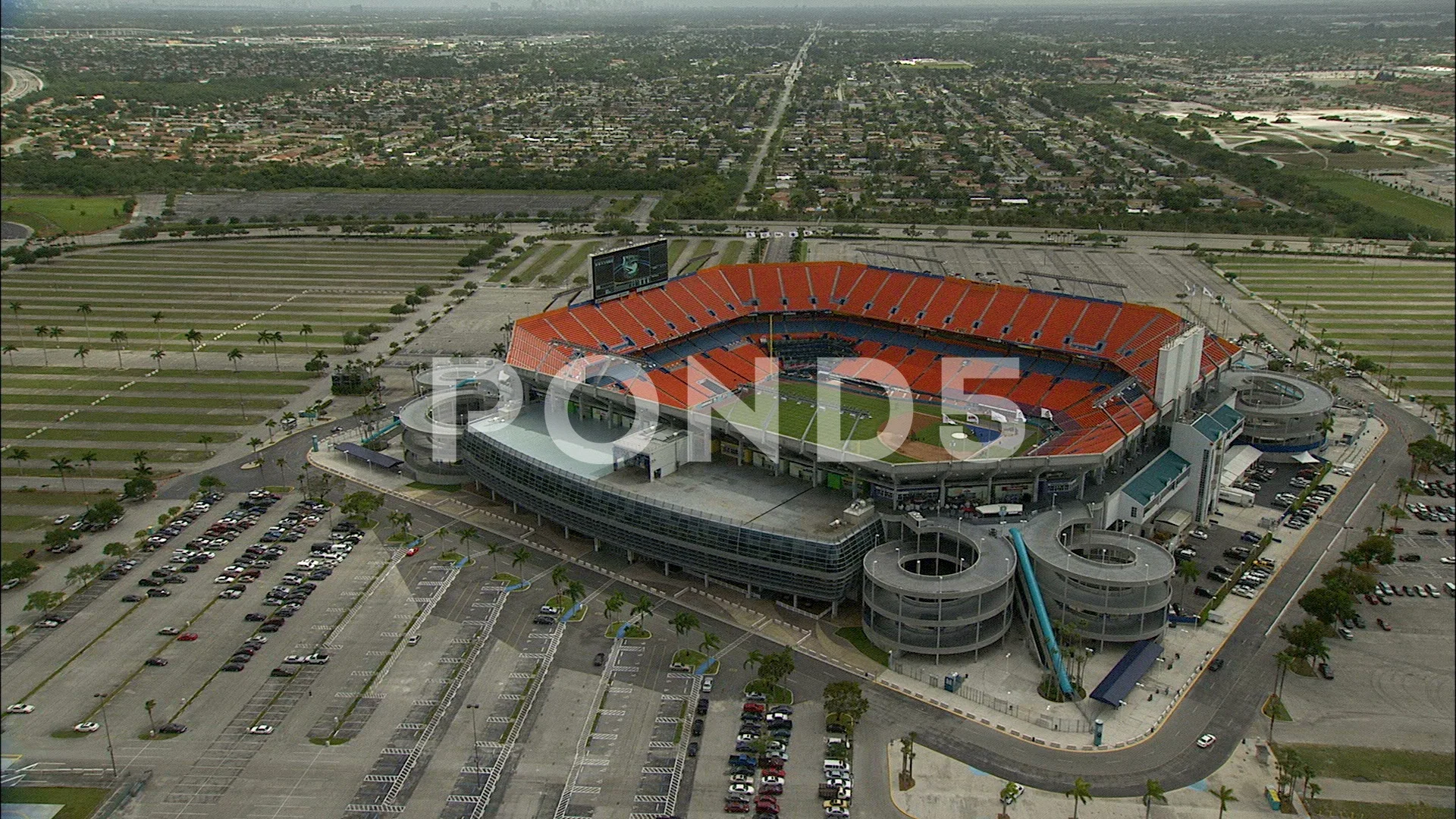 Aerial view Sun Life Stadium Miami Marli, Stock Video