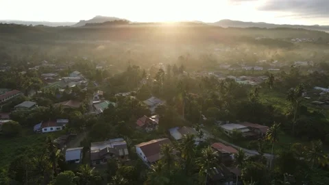Aerial view sun light ray diffuse Stock Footage 197027232