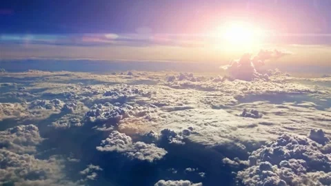 Aerial View of Sunlit Cumulus Cloudscape at High Altitude Stock-Footage 310242898