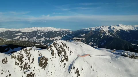Aerial View of Sunny Alpine Ski Resort in Mayrhofen, Tyrol, Austria Stock Footage 334784620