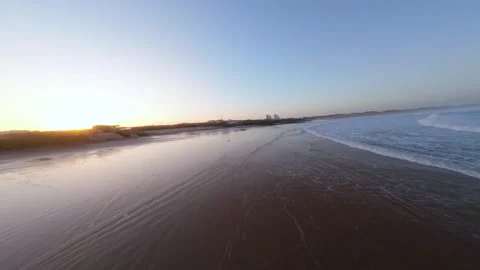 Aerial view of sunrise at beach Video stock 346074475