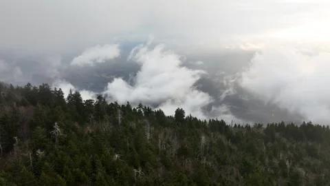 Aerial View of Sunrise from the Highest Ridge in the Appalachian Mountains Stock Footage 328033465