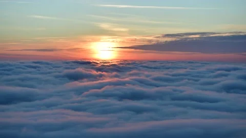 Aerial view of sunset above the clouds Stock Footage 167726513